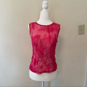 VINTAGE EMBROIDERED MESH TANK TOP